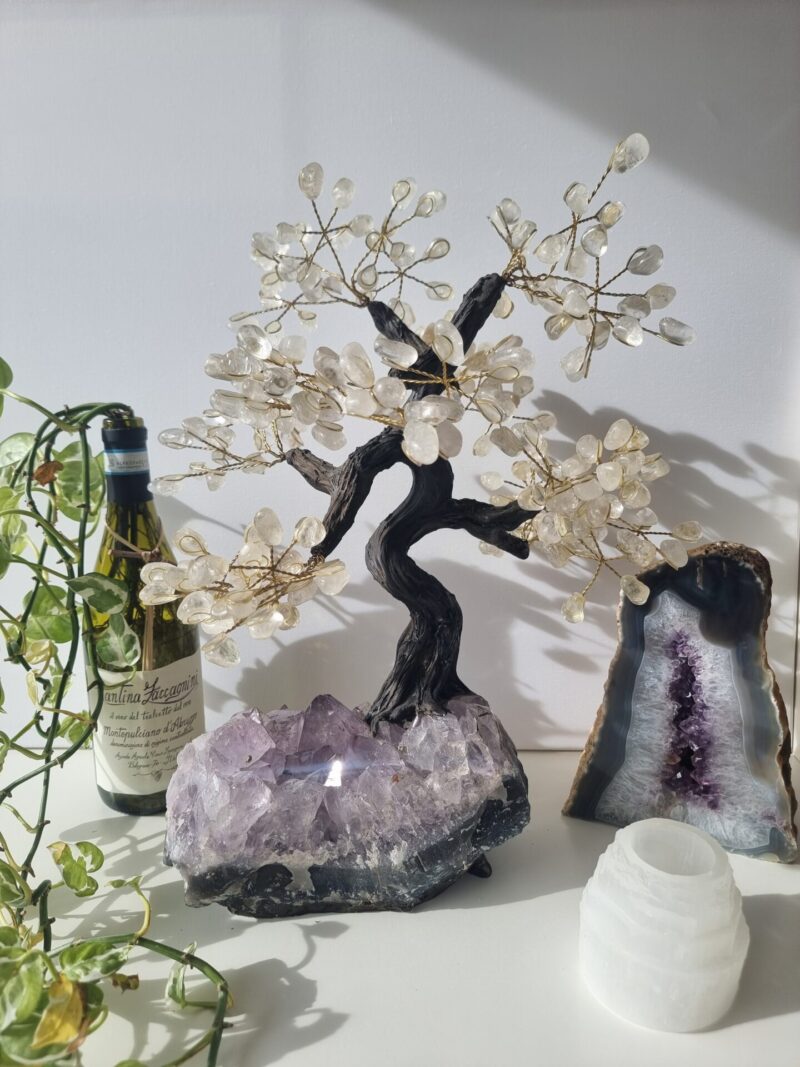 Kwarts Bonsai op Amethist Cluster 40/45 cm nr.1