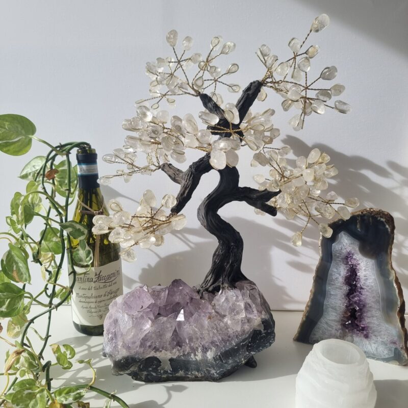 Kwarts Bonsai op Amethist Cluster 40/45 cm nr.1 - Afbeelding 2