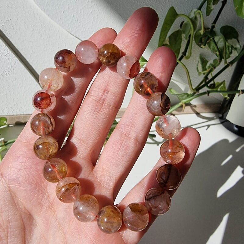 Hematoide (vuurkwarts) armband 8/9mm - Afbeelding 3
