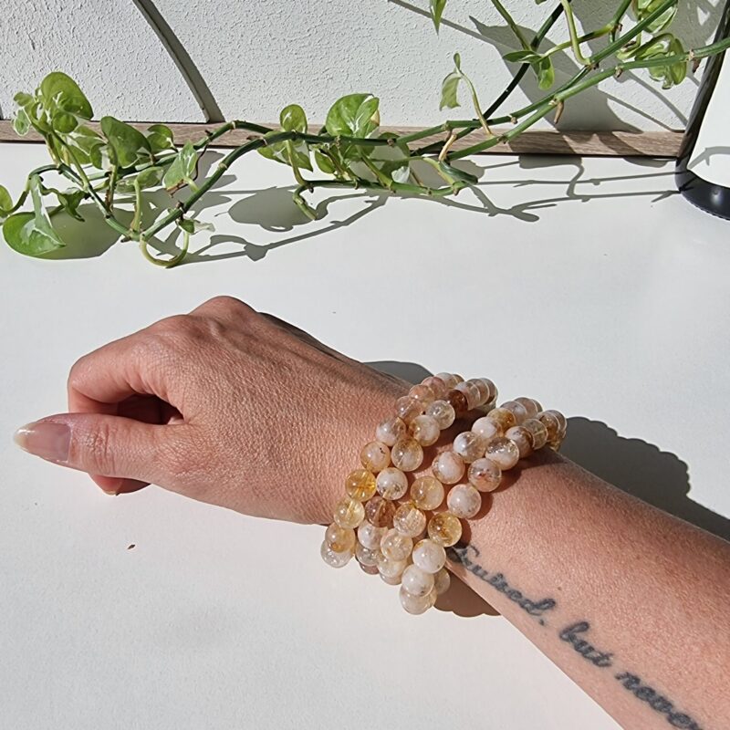 Gebrande Amethist (citrien) armband 5mm - Afbeelding 3